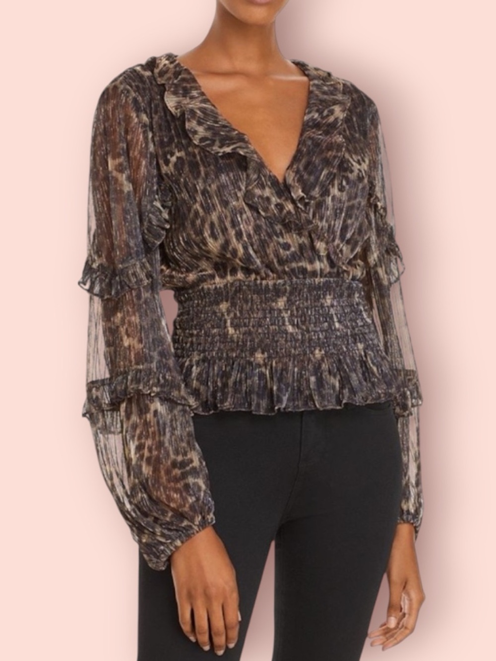 BARDOT Blake Leopard Print Top in Plisse Leo